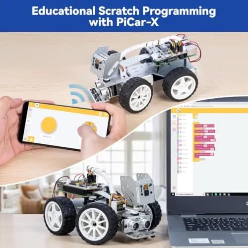 SunFounder PiCar-X AI Robot Smart Car Kit for Raspberry Pi 5/4/3B+/Zero 2w | Python & Scratch Programming thumbnail 8