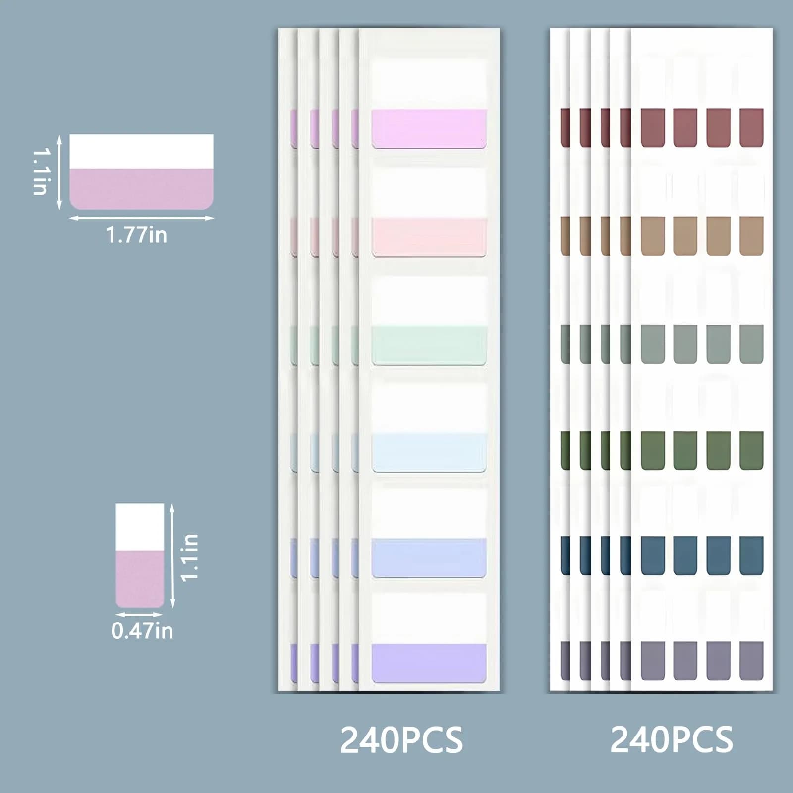 ELII 480 Pcs Morandi Colour Sticky Index Tabs, 5.1cm (2 Inch) Writable & Repositionable Page Markers - 12 Colours - view 2