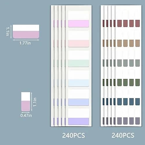 ELII 480 Pcs Morandi Tabs 2 Inch Sticky Index Tabs, Book Tabs Writable and Repositionable File Tabs Flags, Colored Page Markers 12 Colors | Bulk Pack Value Pack thumbnail 2