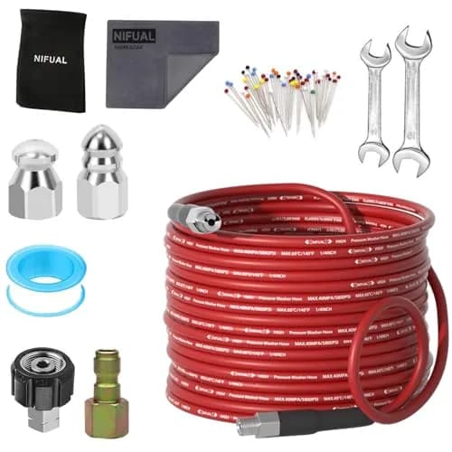 YETIANICAL Sewer Jetter Kit for Pressure Washer, 25FT 5800PSI Drain Cleaner with 1/4 Inch Quick Connect Nozzles | For Homeowners & DIYers thumbnail 1