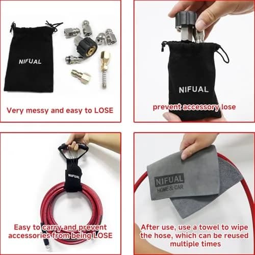 YETIANICAL Sewer Jetter Kit for Pressure Washer, 5800 PSI 50ft Drain Cleaner Hose with 1/4 Inch Quick-Connect Nozzles | Unclogs Drains and Gutters thumbnail 9