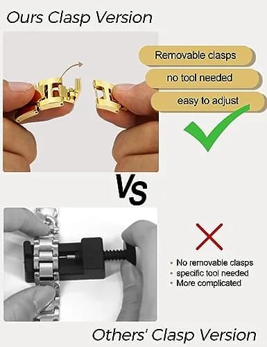 JR.DM Gold Metal Watch Band for Apple Watch 42mm-49mm | Adjustable Double Chain Bracelet thumbnail 7