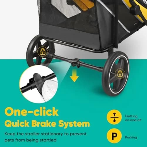Petbobi Dog Stroller for Large Medium Dogs up to 80 lbs | Dual Entry, All Terrain, One-Hand Fold thumbnail 5