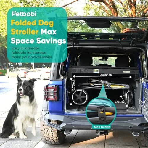 Petbobi Dog Stroller for Large Medium Dogs up to 80 lbs | Dual Entry, All Terrain, One-Hand Fold thumbnail 6