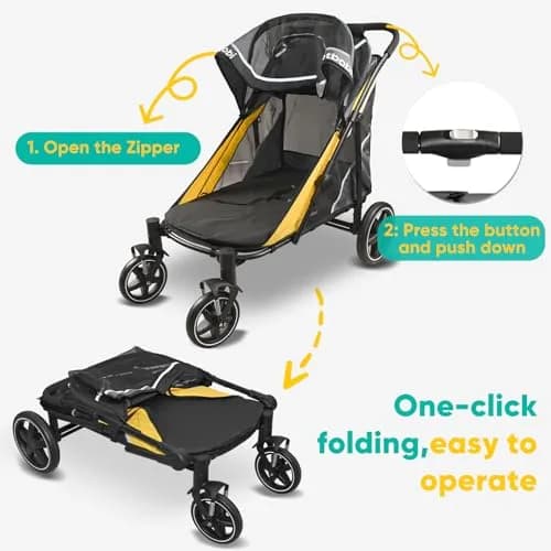 Petbobi Dog Stroller for Large Medium Dogs up to 80 lbs | Dual Entry, All Terrain, One-Hand Fold thumbnail 8