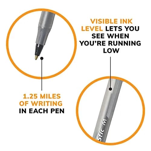 BIC Round Stic Xtra Life Ballpoint Pens, Medium Point (1.0mm), Black, 120 Count (2 x 60-Count Packs) | Smooth Ink Flow for Writing Comfort thumbnail 6