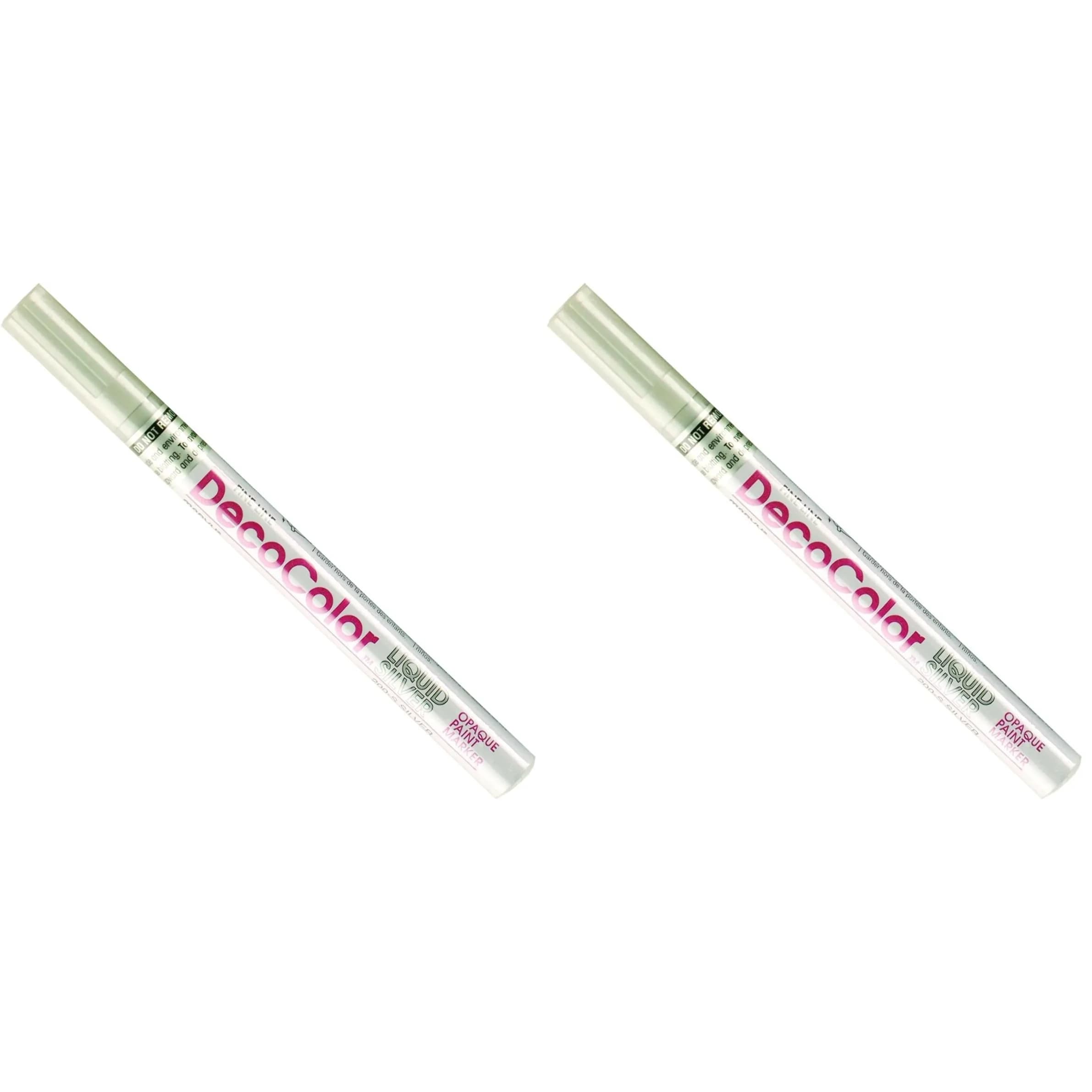 Marvy Uchida Deco Color Fine Point Paint Marker Silver (2-Pack) | Opaque Oil-Based for Crafts — 실버