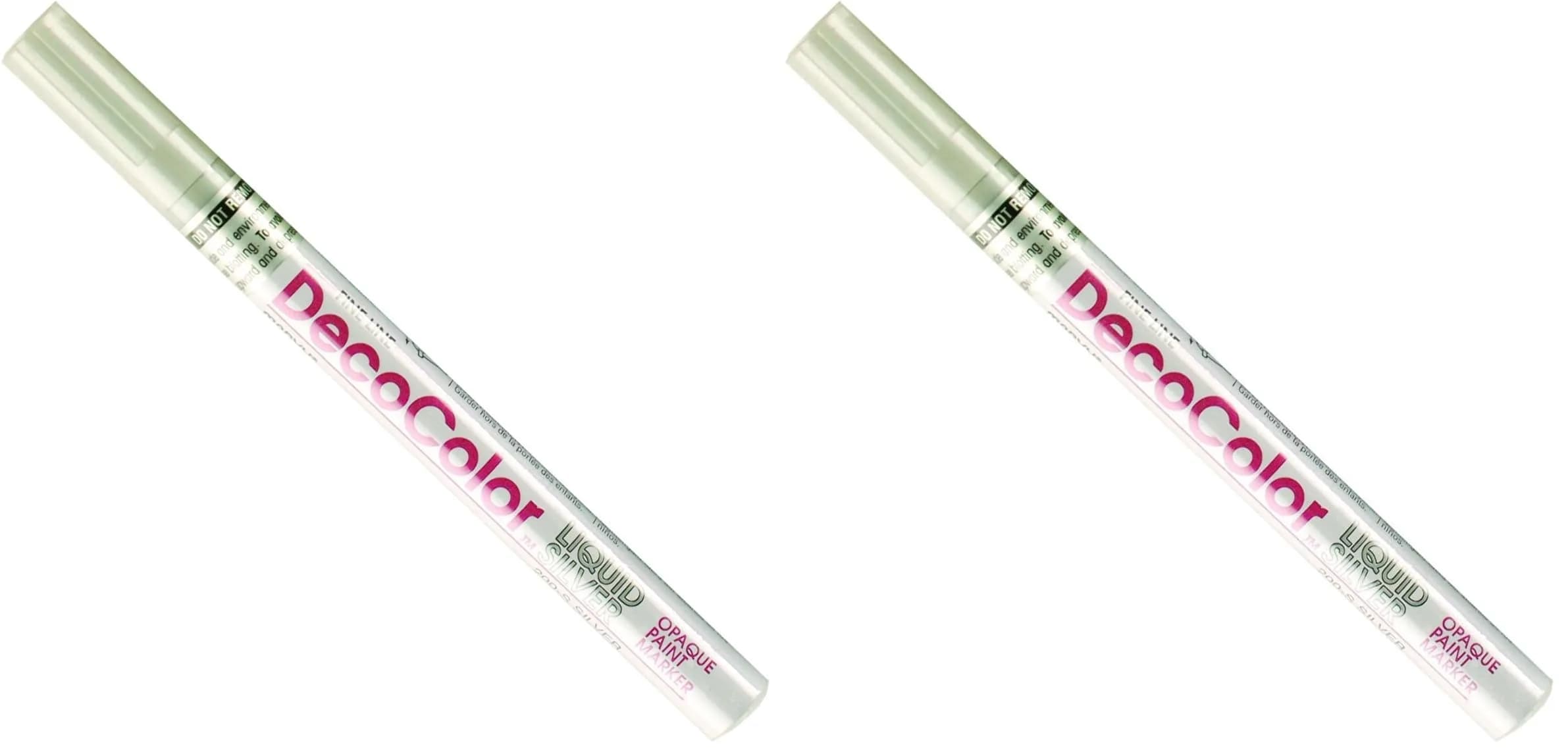 Marvy Uchida Deco Color Fine Point Paint Marker Silver (2-Pack) | Opaque Oil-Based for Crafts - main product image