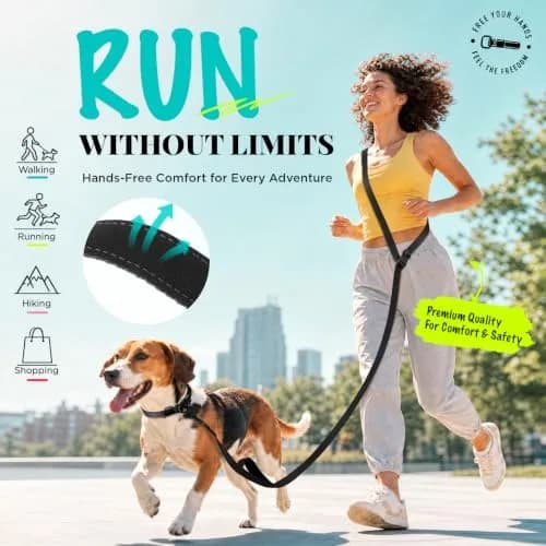 Heelay Hands Free Dog Leash 2.5m (8.2ft) Black | Adjustable Crossbody Rope for Medium-Large Dogs thumbnail 4