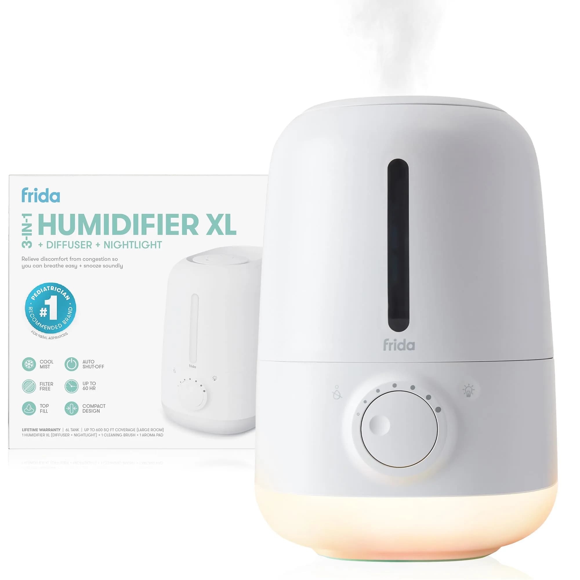 Frida Baby 3-in-1 XL Top Fill Cool Mist Humidifier with Diffuser & Nightlight 6L (1.6 Gallon) | Quiet Operation for Large Rooms - main product image