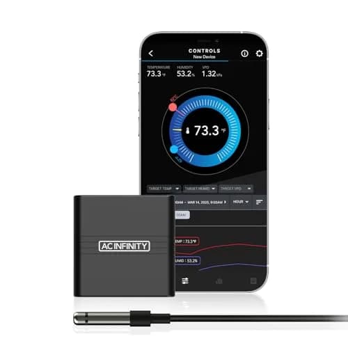 AC Infinity A1 Smart Hygrometer Temperature Humidity Monitor with Bluetooth App & Corded Sensor | 4.5 cm (1.8 Inch) Black thumbnail 1