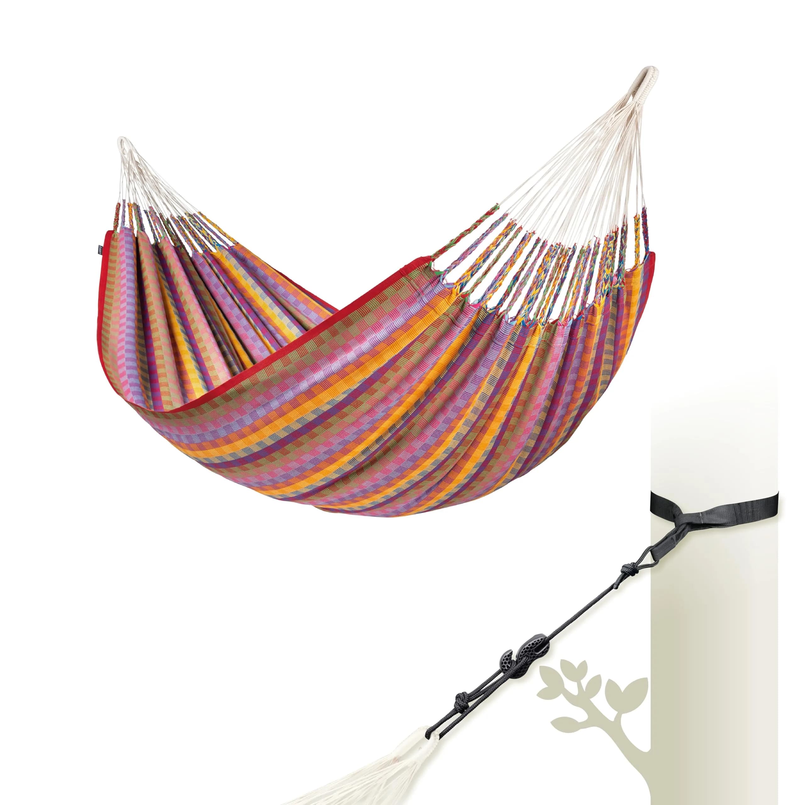 LA SIESTA Flora Hammock XL King | Organic Cotton, Max 440 Lbs, Family Relaxation — Flowers