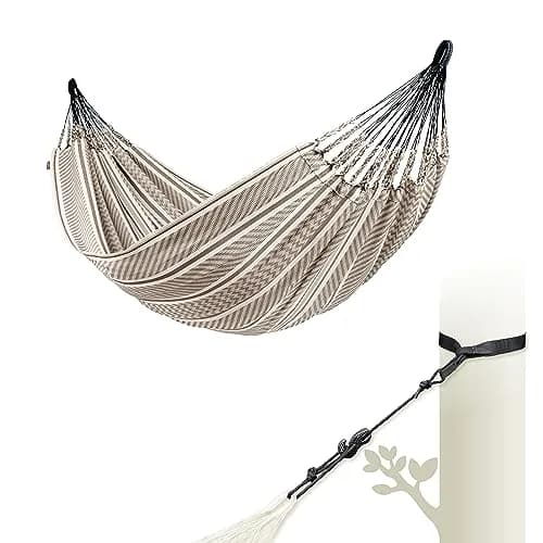 LA SIESTA Flora Classic Cotton Hammock & TreeMount | Large Double Indoor Outdoor thumbnail 1