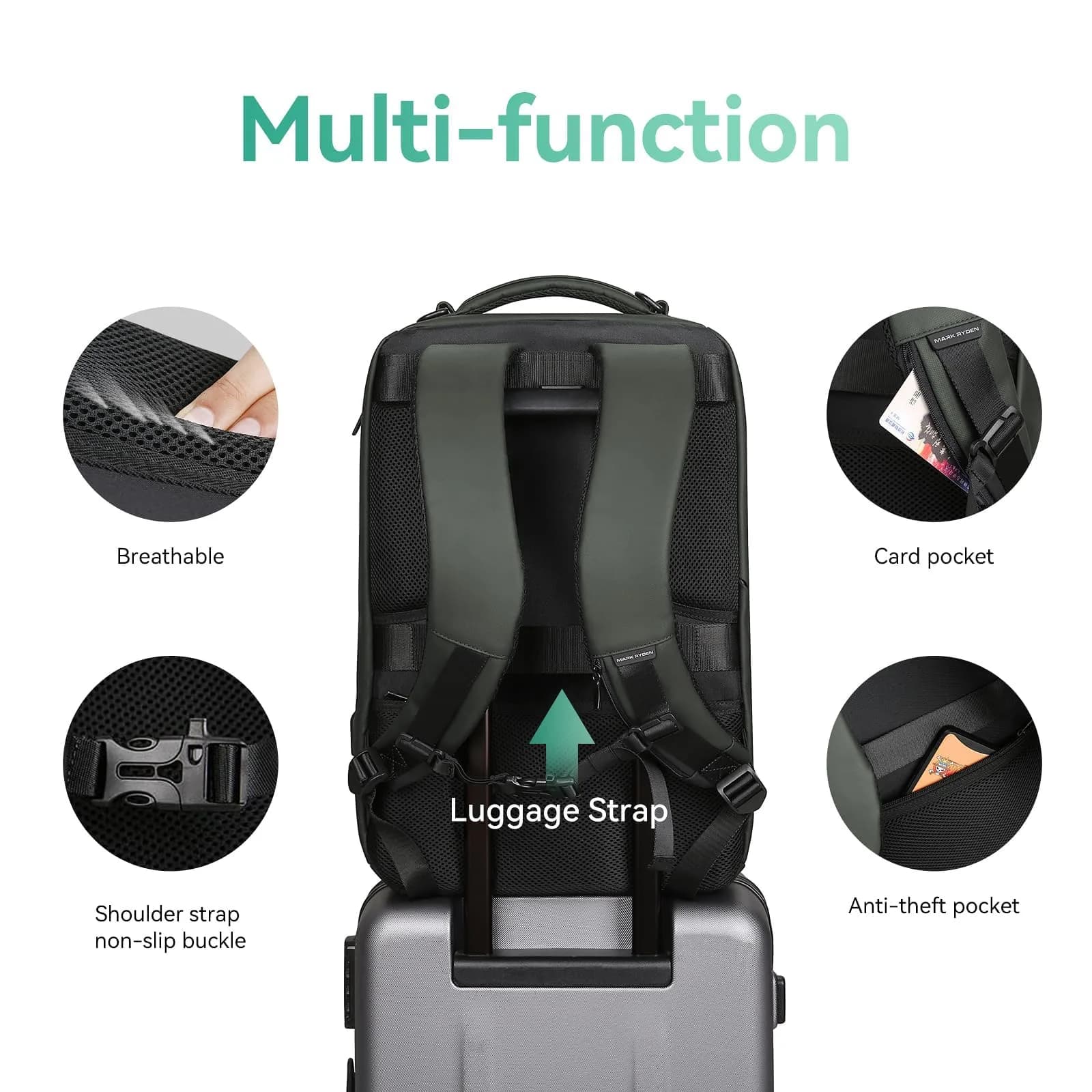 MARK RYDEN Business Backpack for Men, Waterproof 17.3 Inch Laptop Backpack with USB Charging Port & Sport Car Shape Design | High Capacity Travel Bag - view 4