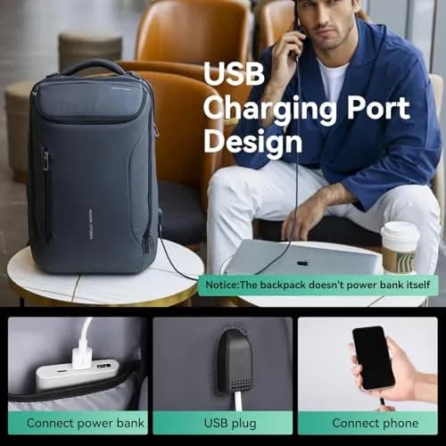 MARK RYDEN Business Backpack for Men, Waterproof 17.3 Inch Laptop Backpack with USB Charging Port & Sport Car Shape Design | 32L (1.2kg) thumbnail 3