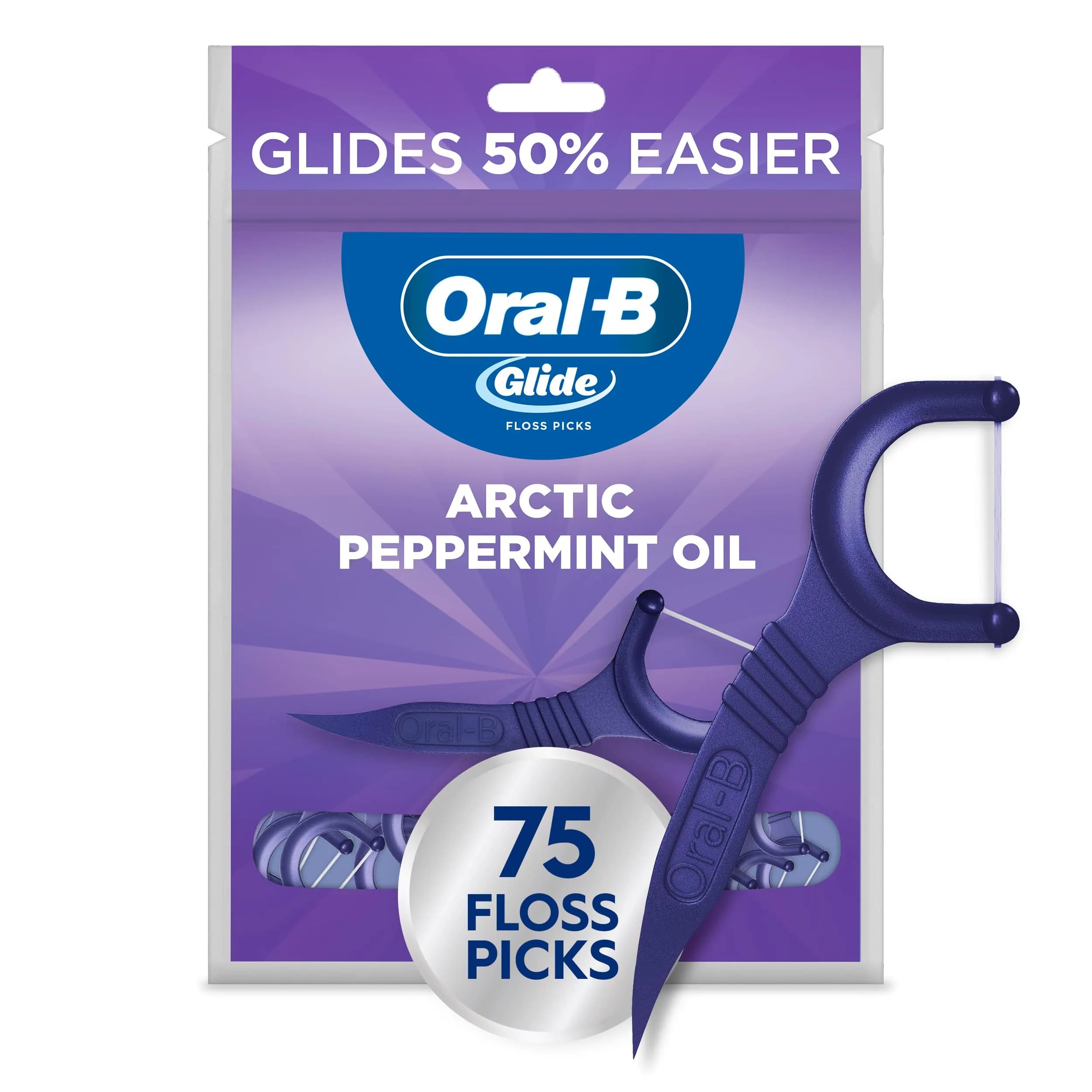Oral-B Red Glide Floss Picks Bag | Removes Plaque, Dentist Tested, Hypoallergenic - main product image