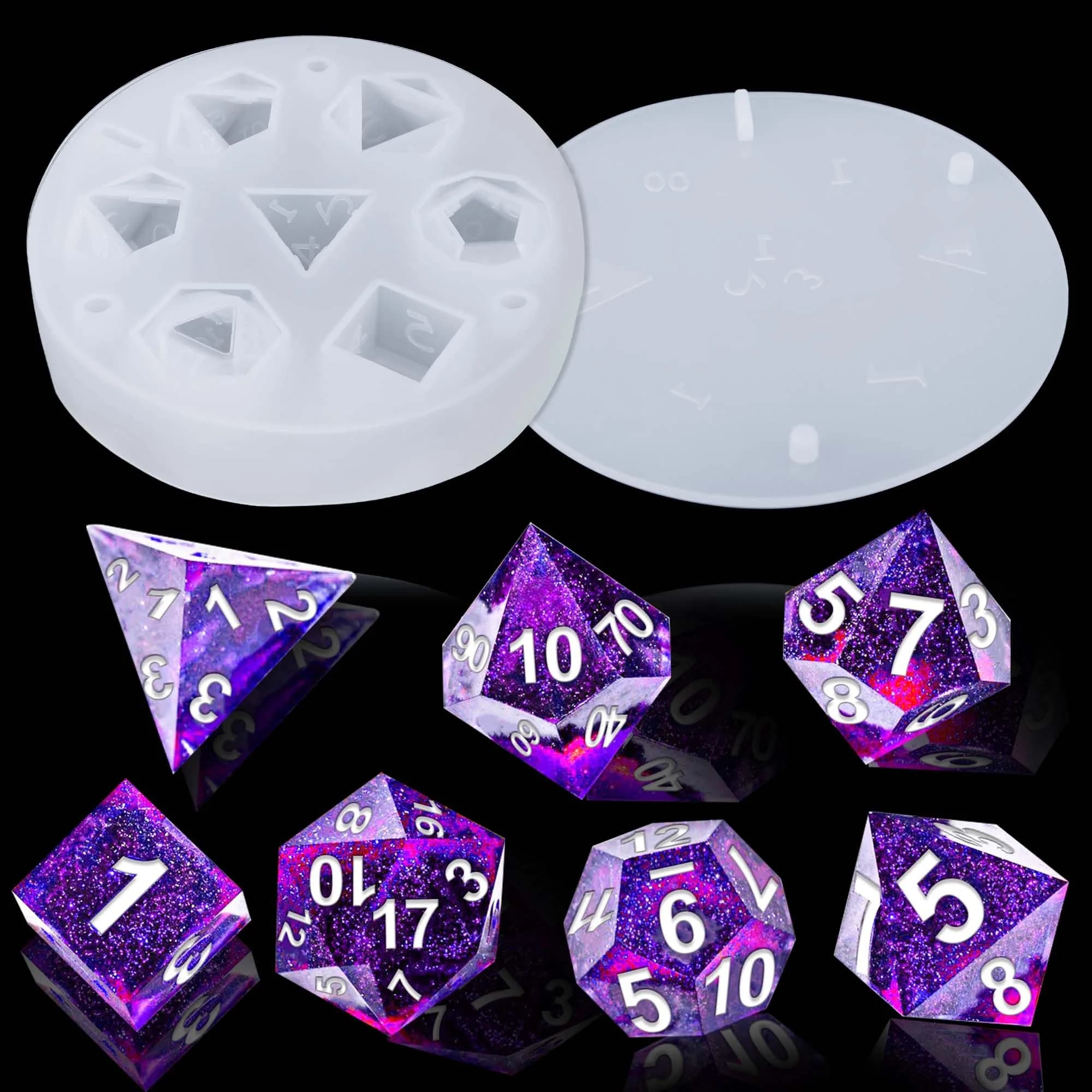 Juome Dice Resin Molds Silicone, DND Dice Silicone Molds for Epoxy Resin, 4 inch | DIY Dice Making for Tabletop Games