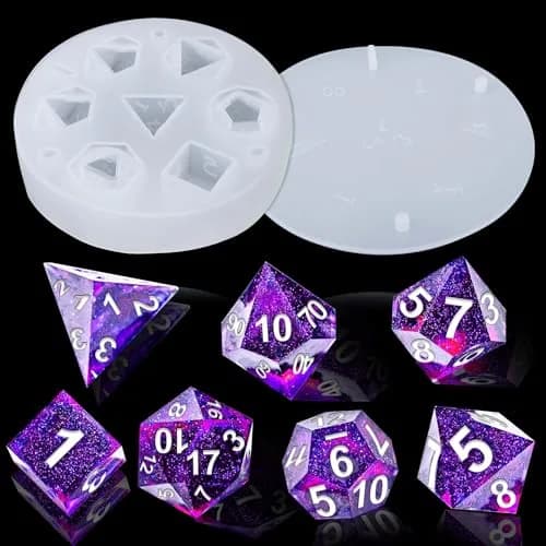 Juome Dice Resin Molds Silicone, DND Dice Silicone Molds for Epoxy Resin, 4 inch | DIY Dice Making for Tabletop Games thumbnail 1