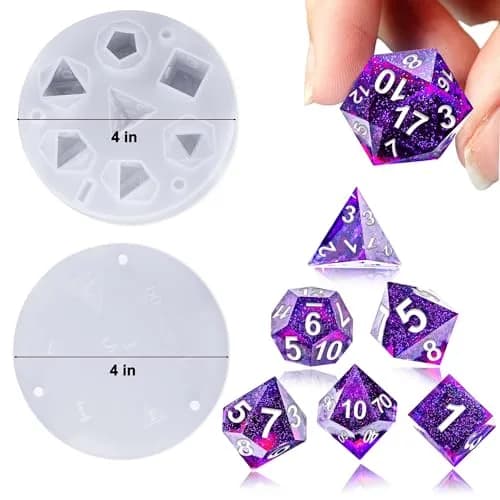 Juome Dice Resin Molds Silicone, DND Dice Silicone Molds for Epoxy Resin, 4 inch | DIY Dice Making for Tabletop Games thumbnail 8