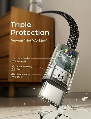 LISEN USB C Cable 5-Pack [6.6FT] | Fast 60W Charging & Recyclable Cotton Braided Cord thumbnail 3