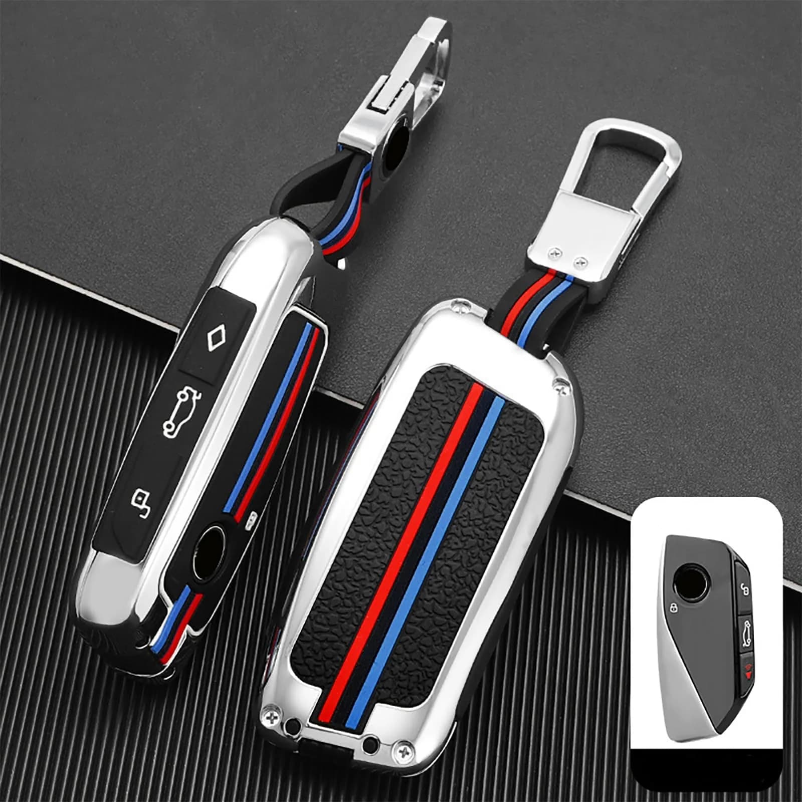 OLLEN Heavy Zinc Alloy Key Fob Cover for BMW 2023-2025+ Series, Fashion Silver (1 Pcs) — Fashion Silver