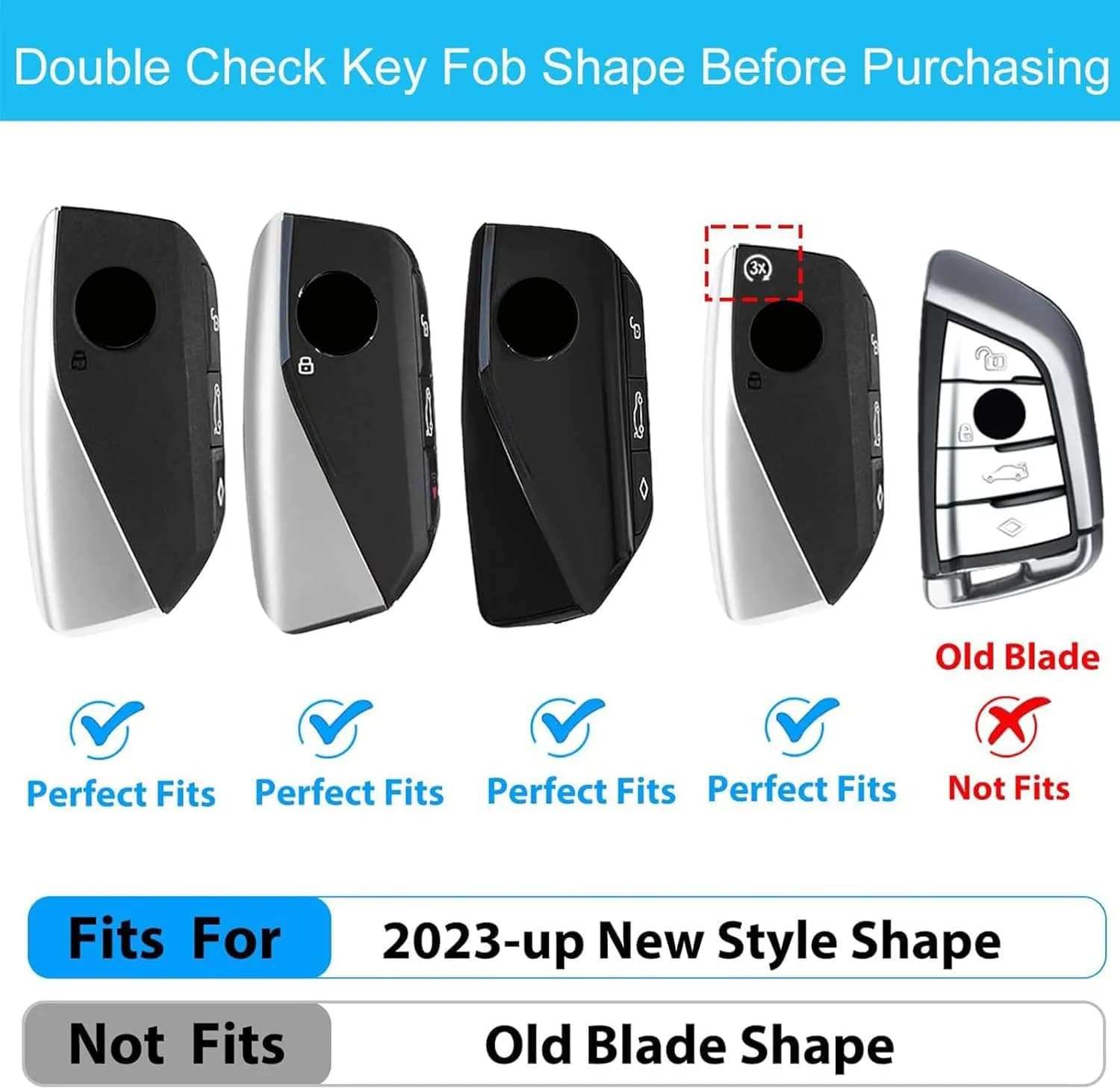 OLLEN Bright Silver Carbon Fiber Pattern Metal Key Fob Cover for BMW 2023-2026 Models, 15.0 cm (5.9 inches) thumbnail 2