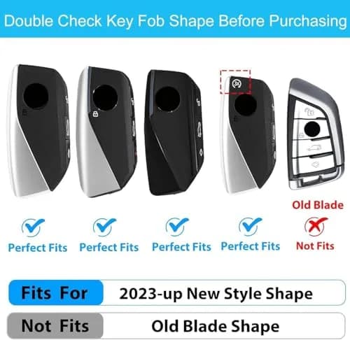 OLLEN Bright Silver Carbon Fiber Pattern Metal Key Fob Cover for BMW 2023-2026 Models, 15.0 cm (5.9 inches) thumbnail 2