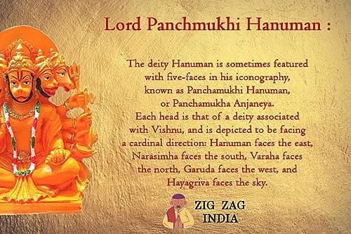 zig zag Lord Panchmukhi Hanuman ji Murti/Statue Orange Sankat Mochan Polyresin Idol 6 Inches | Divine Blessings & Home Decor thumbnail 4