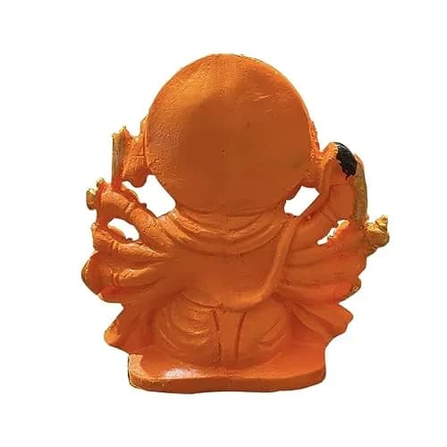 zig zag Lord Panchmukhi Hanuman ji Murti/Statue Orange Sankat Mochan Polyresin Idol 6 Inches | Divine Blessings & Home Decor thumbnail 3