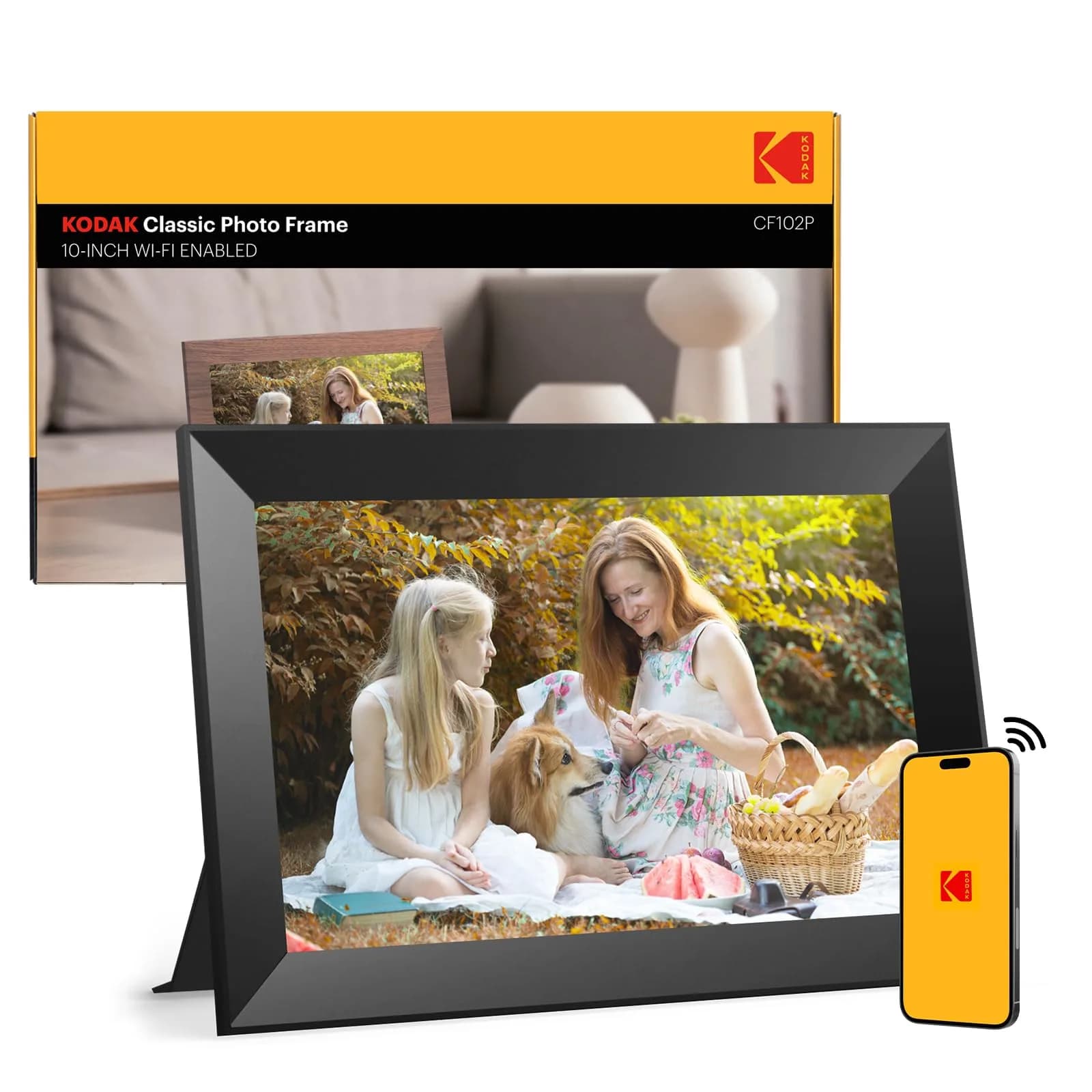 KODAK 8 Inch WiFi Digital Picture Frame with 32GB Storage | 1280x800 HD IPS Touchscreen — Black / 10.1 inch