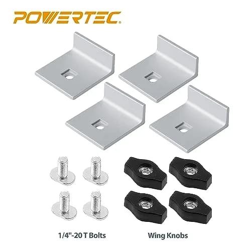 POWERTEC 71821 Bi-Directional Short Stop Kit, 4PK | T-Track Stop Block for Woodworking, Sanding, and Routing thumbnail 2