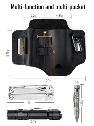 sayram ST2 Leather Multitool Sheath with Keychain Clip | Dark Black thumbnail 4