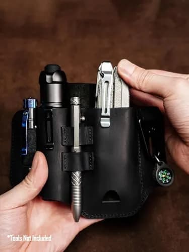 sayram ST2 Leather Multitool Sheath with Keychain Clip | Dark Black thumbnail 5