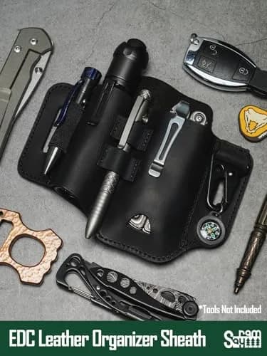 sayram ST2 Leather Multitool Sheath with Keychain Clip | Dark Black thumbnail 2