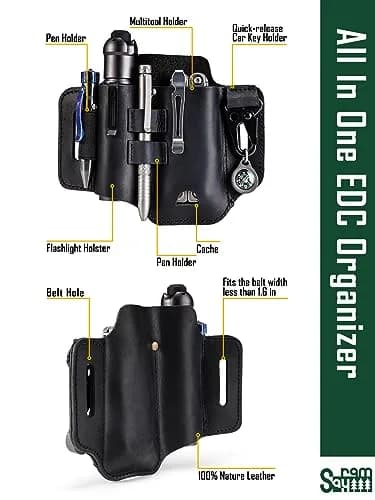 sayram ST2 Leather Multitool Sheath with Keychain Clip | Dark Black thumbnail 3