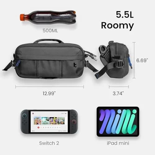 tomtoc Sling Bag Crossbody for Nintendo Switch 2/ROG Ally X | Heavy-Duty 1680D Nylon thumbnail 5