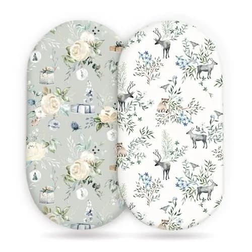 GRSSDER Ultra Soft Bassinet Sheet 2 Pack | Jersey Knit Fitted Sheet for Oval, Hourglass, Rectangular Mattresses (32" x 16" x 5") thumbnail 1