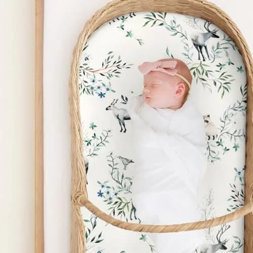 GRSSDER Ultra Soft Bassinet Sheet 2 Pack | Jersey Knit Fitted Sheet for Oval, Hourglass, Rectangular Mattresses (32" x 16" x 5") thumbnail 4
