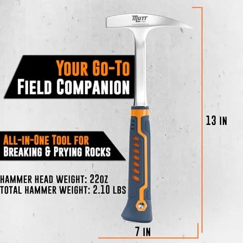 AMERICAN MUTT TOOLS Geologist Rock Pick Hammer 454g (22 oz) | Forged Steel Head, Ergonomic Handle, Field Work thumbnail 5