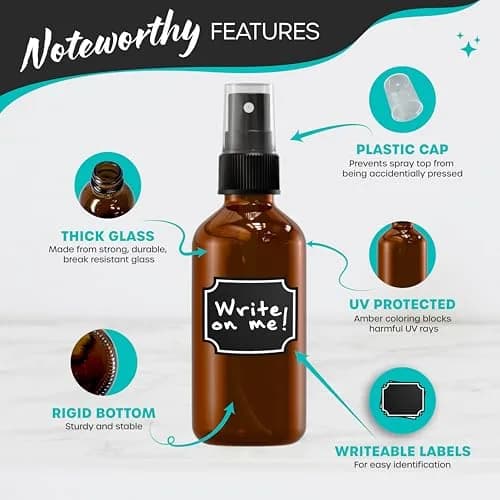 Nevlers Amber Glass Spray Bottles 4 Oz | Leak-Proof Travel Glass Spray Bottles for Skincare & More thumbnail 2