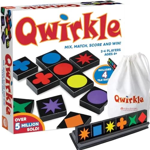 MindWare Qwirkle with Trays Strategy Board Game, 108 Wooden Tiles | Family Strategy Fun for Ages 6+ thumbnail 1