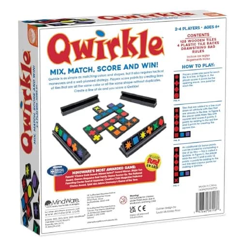 MindWare Qwirkle with Trays Strategy Board Game, 108 Wooden Tiles | Family Strategy Fun for Ages 6+ thumbnail 6