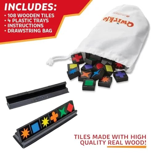 MindWare Qwirkle with Trays Strategy Board Game, 108 Wooden Tiles | Family Strategy Fun for Ages 6+ thumbnail 4