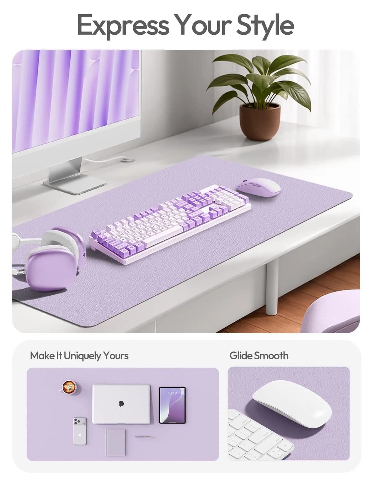 YSAGi PU Leather Desk Protector Mat (35.4" x 17") | Protects Desk, Doubles as Large Mouse Pad - view 2