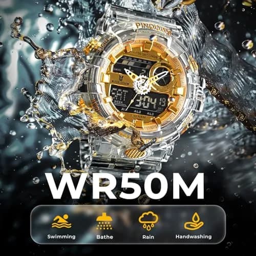 PINDOWS PDS-603 Men's Analog-Digital Watch 53mm (1.89in) | Full-Case LED Backlight Tactical Sports Watch thumbnail 5