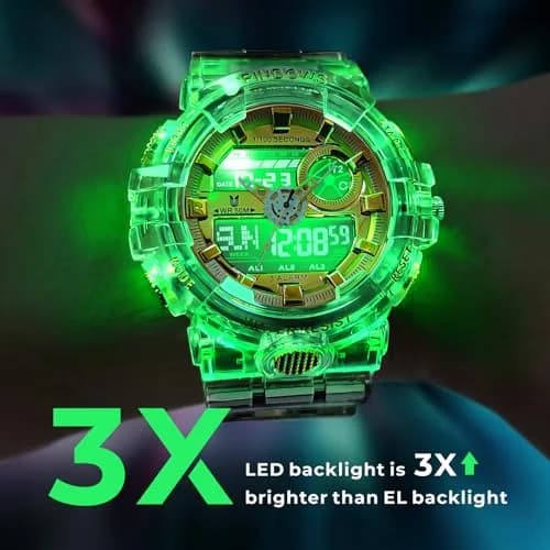 PINDOWS PDS-603 Men's Analog-Digital Watch 53mm (1.89in) | Full-Case LED Backlight Tactical Sports Watch thumbnail 4