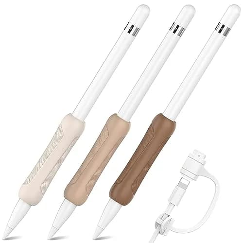 NIUTRENDZ Silicone Grip for Apple Pencil 1st Gen | Ergonomic, Protective & Comfortable (Beige + Khaki + Brown) thumbnail 1
