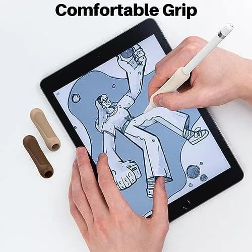 NIUTRENDZ Silicone Grip for Apple Pencil 1st Gen | Ergonomic, Protective & Comfortable (Beige + Khaki + Brown) thumbnail 3