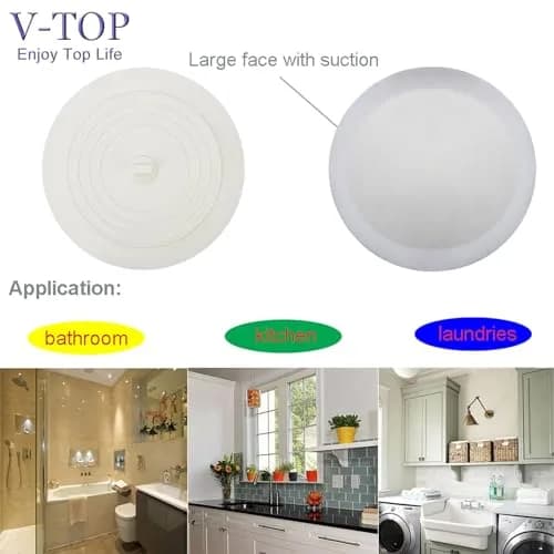 V-TOP Shower Drain Hair Catcher & Tub Stopper 4 Pack | Silicone Bathtub Drain Plug for Bathroom, Kitchen, Laundry thumbnail 5