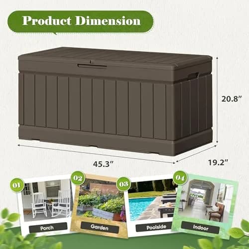 Flamaker Outdoor Storage Box 80 Gallon Resin Waterproof Deck Box | Lockable, UV-Resistant, Lightweight thumbnail 4